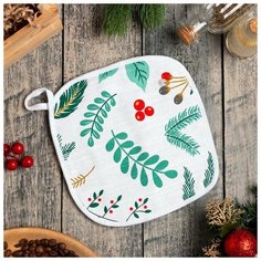 Этель Прихватка "Сhristmas leaves" 19х19 репс, 100% х/л, ватин 250г/м2