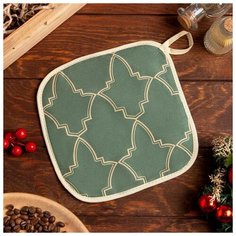 Этель Прихватка "Gold ornament" 19х19см, 100% хл, саржа 190 гр/м2, ватин 250г/м2