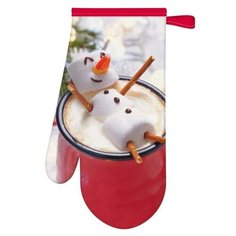 Коллекция Набор для кухни прихватка 17х17 см, прихватка- варежка 26 см, красный, ватин, микрофибра 85г