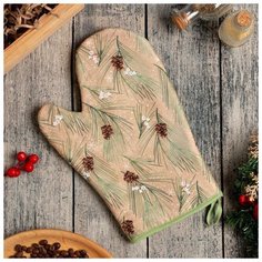 Этель Варежка- прихватка "Spruce branches" 20х28см, 100% хл, саржа 190 гр/м2, ватин 250г/м2