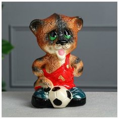 Керамика ручной работы Копилка "Тигрёнок футболист", 22 см, микс