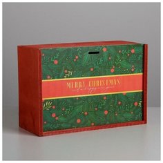 Дарите Счастье Ящик деревянный Merry Christmas, 20 ? 30 ? 12 см