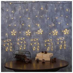 Luazon Lighting Гирлянда "Бахрома" 2.4 х 0.9 м с насадками "Олень", IP20, прозрачная нить, 138 LED, свечение тёплое белое, 8 режимов, 220 В