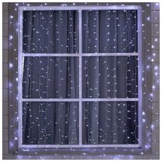 Luazon Lighting Гирлянда "Занавес" 2 х 3 м , IP44, УМС, прозрачная нить, 800 LED, свечение белое, фиксинг, 24 В