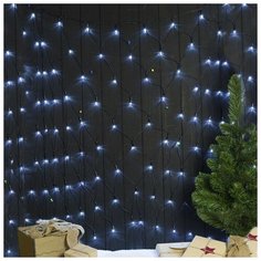 Luazon Lighting Гирлянда "Сеть" 2 х 1.5 м , IP44, УМС, тёмная нить, 192 LED, свечение белое, 220 В