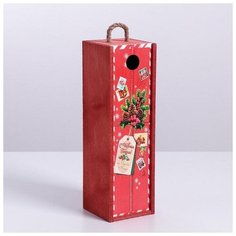 Дарите Счастье Ящик под бутылку «Новогодняя посылка», 11 ? 33 ? 11 см