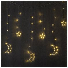 Luazon Lighting Гирлянда "Бахрома" 2.7 х 0.9 мс насадками "Месяц", IP20, прозрачная нить, 138 LED, свечение тёплое белое, 8 режимов, 220 В