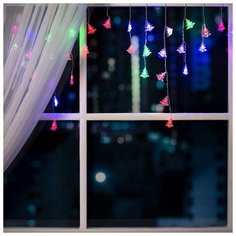 Luazon Lighting Гирлянда "Бахрома" 3 х 0.5 м с насадками "Ёлки", IP20, прозрачная нить, 80 LED, свечение RG/RB, мигание, 220 В