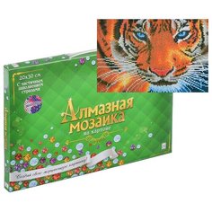 Алмазная мозаика 20х30 Символ 2022 года "Хищный взгляд тигра" на картоне с частичн. заполн. (22цв (класс Рыжий кот