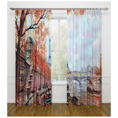 Комплект Фотошторы габардин, сирень, Париж, 145х260см, 2шт