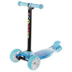 Самокат стальной, колёса световые PU d=11/4 см, ABEC 7, до 60 кг, цвет голубой Сима ленд