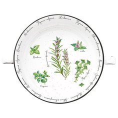 Фарфоровый салатник с ручками Herbarium, диаметр 20 см, цвет белый, Easy Life, EL-R2208_HERU