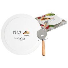 Набор для пиццы: блюдо + нож Kitchen Elements диаметр 36 см, фарфор, Easy Life, EL-R1919_KITE