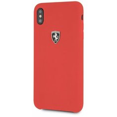 Чехол Ferrari для iPhone XS Max Silicone rubber Silver logo Hard Red