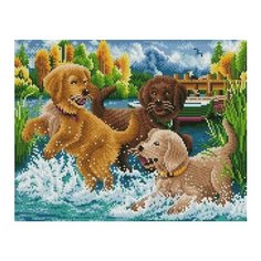 Алмазная мозаика "Весёлые щенята", 40x50 см (с полным заполнением, с подрамником) Рыжий кот