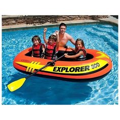 Надувная лодка Intex Explorer-300 (Set), с веслами и насосом, 211х117х41см
