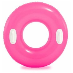 Надувной круг Блестящий с ручками, розовый, диаметр 76 см, от 8 лет Intex