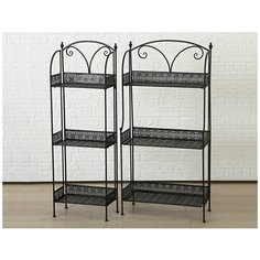 Кованая этажерка для цветов бордье, тёмно-коричневая, 55х28х122 см Boltze