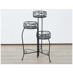 Кованая подставка для цветов бордье, тёмно-коричневая, 54х35х74 см Boltze