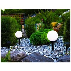 Садовый светильник сфера света со штырём, тёплая белая LED-лампа, солнечная батарея, 37х20 см, Star Traiding Bestway