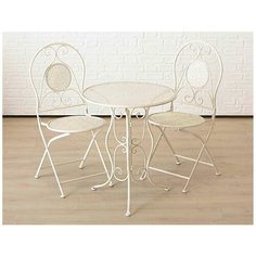Комплект кованой садовой мебели лилли (стол и два стула), белый Boltze