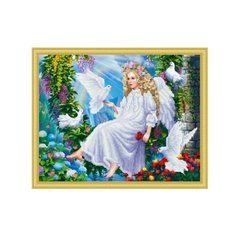 Алмазная мозаика "Ангелочек и голуби", 40x50 см (с подрамником, с частичным заполнением) Рыжий кот