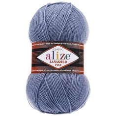 Пряжа для вязания Alize Lanagold fine 100 гр. 390м (49%шерсть, 51% акрил) (203 джинс меланж), 5 мотков
