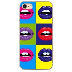 Силиконовый чехол "губы разноцветная помада" на Apple iPhone 8 / Айфон 8 Case Place