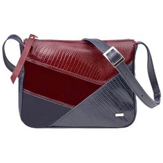 Сумка кросс-боди женская Esse, натуральная кожа, синий/бордовый