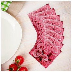 Страна Карнавалия Салфетки бумажные «Розы», 33?33 см, набор 20 шт цвет розовый