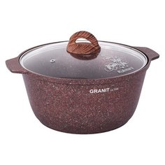 Кастрюля- жаровня 5л со стекл. крышкой АПлиния "Granit ultra" (red) жга51а Kukmara