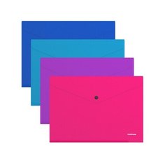 Папка- конверт на кнопке пластиковая ErichKrause Diagonal Vivid, непрозрачная, A4, ассорти 50316