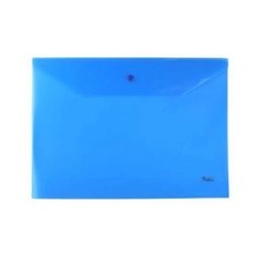 Папка- конверт Пластиковая на кнопке А4ф Hatber 180мкм Синяя ( без ед штрихкода) 040035