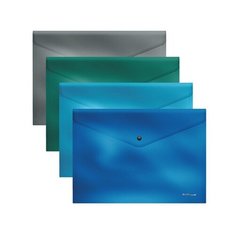 Папка- конверт на кнопке пластиковая ErichKrause Glossy Ice Metallic, непрозрачная, A4, ассор 50319