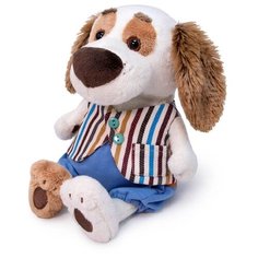 Мягкая игрушка Basik&Co Пёс Бартоломей baby в полосатом жилете 20 см