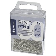 Булавки офисные Globus, 30мм, 250шт., пластик. коробка, европодвес (арт. 253290) Глобус