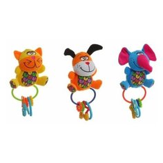 Игр. разв. мяг погремушка- пищалка 16 см 3 вида: кот, слон, собака, Bondibon, CRD 19х15 см арт