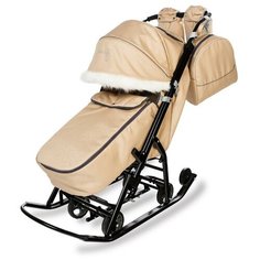 Санки- коляска Pikate Снеговик Бежевый