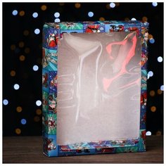 Коробка сборная крышка- дно с окном. "Pop- art улётный новый год". 26 х 21 х 4 см. 1 шт. 7358401 Сима ленд