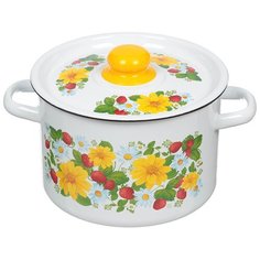 Кастрюля сталь, эмалированное покрытие, 4.5 л, с крышкой, СтальЭмаль, 1с17с, с декором