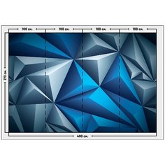 Фотообои / флизелиновые обои 3D геометрический узор / полигональные / на кухню, в прихожую, спальню, гостиную, зал / флизелиновые готовые на стену 4 x 2,7 м Photostena