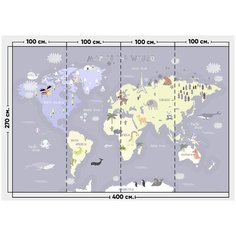 Фотообои / флизелиновые обои Детская карта на английском 4 x 2,7 м Photostena