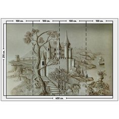 Фотообои / флизелиновые обои 3D дорога к замку / текстурные / лепнина / флизелиновые готовые на стену / на кухню, в прихожую, спальню, гостиную, зал / 3Д расширяющие пространство 4 x 2,7 м Photostena