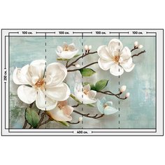 Фотообои / флизелиновые обои Ветка магнолии 3D 4 x 2,5 м Photostena