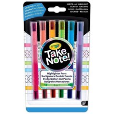 6 двусторонних смываемых фломастеров Take Note Crayola