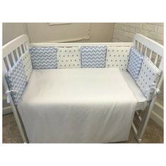 LuBaby Бортик в кроватку Зигзаг серый/голубой