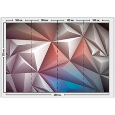 Фотообои / флизелиновые обои 3D геометрический узор / полигональные / на кухню, в прихожую, спальню, гостиную, зал / флизелиновые готовые на стену 4 x 2,7 м Photostena