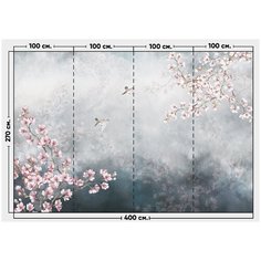 Фотообои / флизелиновые обои Птицы в сакуре 4 x 2,7 м Photostena