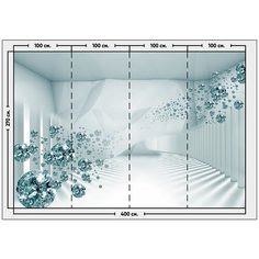 Фотообои / флизелиновые обои 3D коридор и стразы 4 x 2,7 м Photostena
