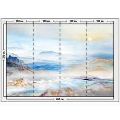 Фотообои / флизелиновые обои Мраморные горы в тумане 4 x 2,7 м Photostena